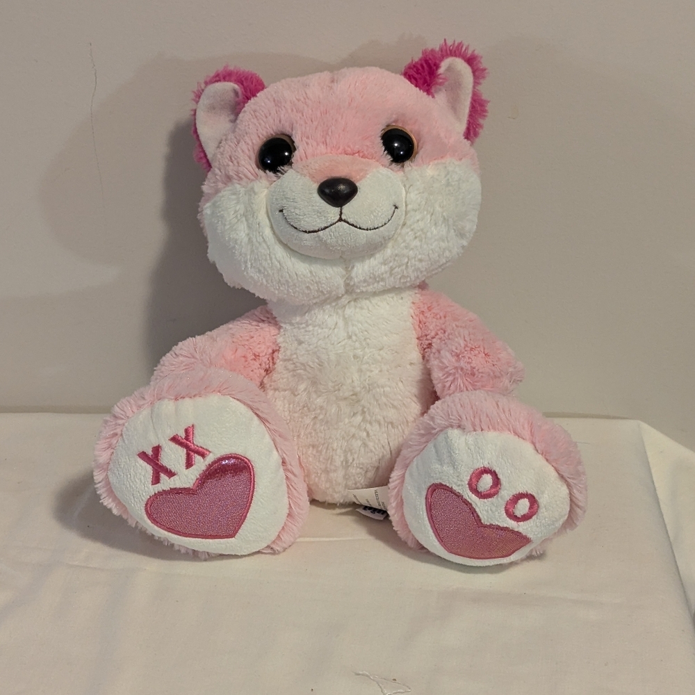 Aurora. Pink and White Plush Fox Stuffed Toy. Soft And Cuddly. Plastic Eyes .